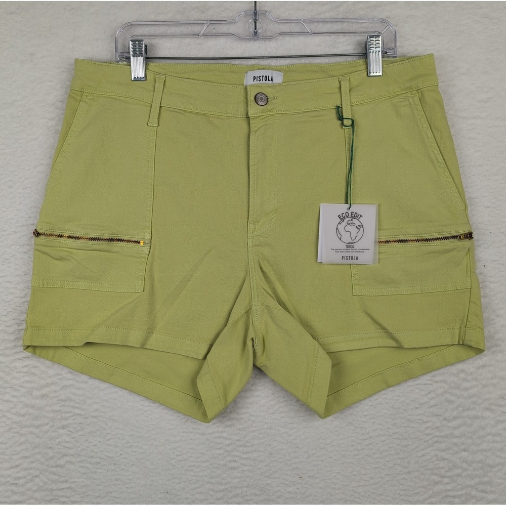 NWT Pistola Hannah Cargo‎ Shorts Women's 14W Limeade Green Stretch